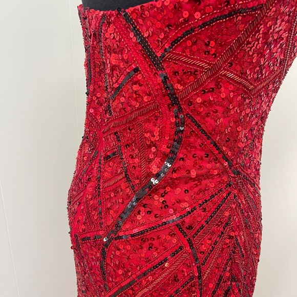 Scala Red Sequin Strapless Sweetheart Mermaid Gown Prom Evening Dress Size 10 - Picture 8 of 15